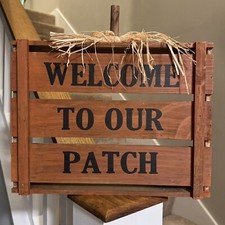 Fall Autumn Decor Fruit Crate “Welcome To Our Patch” Rustic House Porch Pumpkin