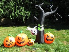 Gemmy Airblown Ghostly Tree Scene Light Up 7 Feet Halloween Inflatable Jack o La