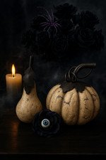 Halloween Rustic Pumpkin & Pear Set – Heavy Decorative Fall Decor – Metal Ste