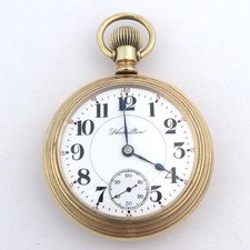 Hamilton 18 Size 23 Jewel Model 946 Railroad Pocket Watch in YGF Display Case