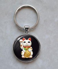 Maneki Neko Cat Kitty Beckoning Cat Luck Charm Japanese Culture Keychain