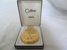 New Vintage Colibri Mickey Mouse Pocket Watch Gold Tone With Stars Collectible