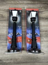 Pair Of 2 Vtg Style Santa Lamp Post Christmas Lantern 17" Street Light w/ Wreath