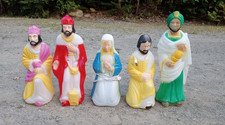 Rare Vintage PTN 5 Piece Nativity Scene Blow Mold With Lighted 18 - 22 Inch