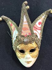 Small 7" Venetian Porcelain Decorative Mask Hand painted Italy Wall Hanging