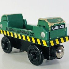 Thomas the Train Dock Cargo Car Tender Wooden Railway Shipping Green Friends