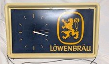 Vintage 1980's LOWENBRAU Lighted BAR BEER ADVERTISING CLOCKS For Parts Only