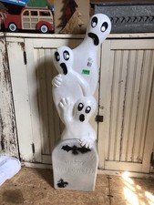 Vintage Blow Mold Halloween Ghost on Tombstone New Old Stock Union Please Read