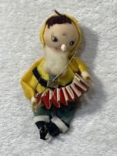 Vintage Christmas Ornament/Figure Gnome Elf Pixie Felted Paper Accordion