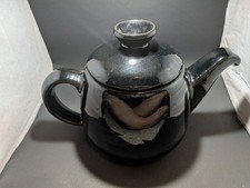 Vintage Frankoma Pottery 2 cup Teapot Westwind Dinnerware Gloss Black
