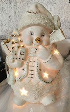 Vintage International Bazaar Ceramic Snowman Lighted Decorated Christmas Lamp 9"
