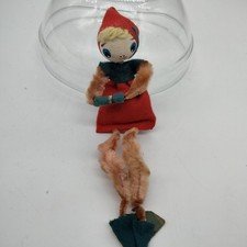 Vintage Nylon Face Felt and Chenille Stem Knee Hugger Pixie Elf Ornament