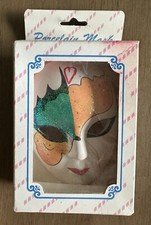 Vintage Painted Face Mask Porcelain Wall Hanging Art