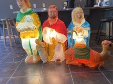 VTG 5 Pc Poloron Prod 1960s Nativity Blow Mold W/Cords RARE TESTED - READ