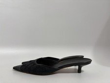 Vtg Gucci Black Monogram Canvas Mule Heels 38