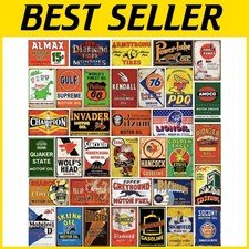 35 Vintage Tin Signs Collection for Garage, Bar & Man Cave - 8x12 Inch