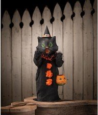 Bethany Lowe Scaredy Black Cat Ghoul Trick or Treater Halloween Medium 16.75"
