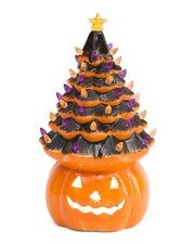 Candy Corn Lane LED jACK O lANTERN Holiday Halloween Tree porcelain 14.5in NEW