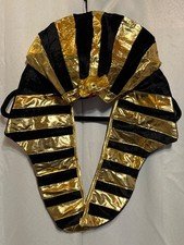 Egyptian Pharaoh Costume Set With Gold & Black Striped Headdress Collar And Belt