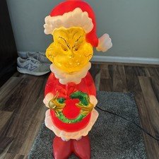 Gemmy The Grinch w Wreath 24" Christmas Light Up Blow Mold Dr. Seuss TESTED #bc