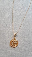 Gucci GG Logo Pendant Necklace Gold Chain 18.5in Vintage Unisex Jewelry Japan
