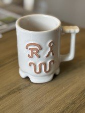 Vintage Frankoma Pottery Ranch Bone Coffee Mug Texas Cattle Brands Cow Longhorn