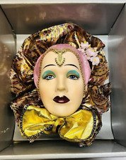Vintage Hand Painted Porcelain Lady Face Mask Wall Hanging Decor 10"