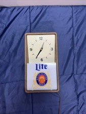 Vintage Miller Lite Lighted Bar Clock Untested Not Working Read Description