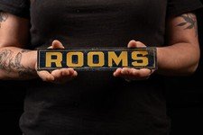 Vintage Tin Rooms Advertising Sign