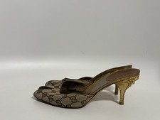 Vtg Gucci Brown Monogram Sandal Heels 39
