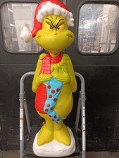 3 Ft Dr Seuss THE GRINCH with Stocking LED Lighted Blow Mold Decor