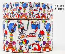 3" Wide (3 yards) Dr. Seuss Collage Printed Grosgrain Cheer Bow Ribbon