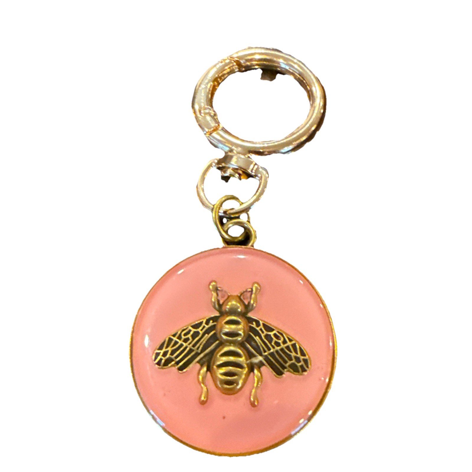 Gucci Bee Charm in Pink & Gold on Keyring - Authentic Design