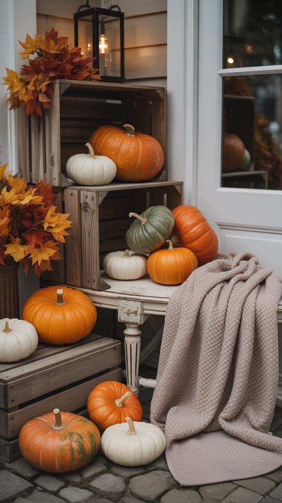 autumn entryway pumpkin decor