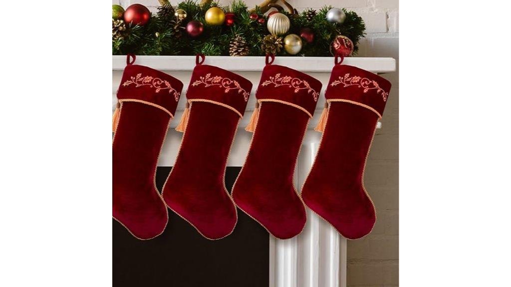 burgundy velvet christmas stockings