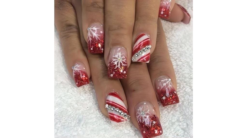 christmas snowflake press on nails