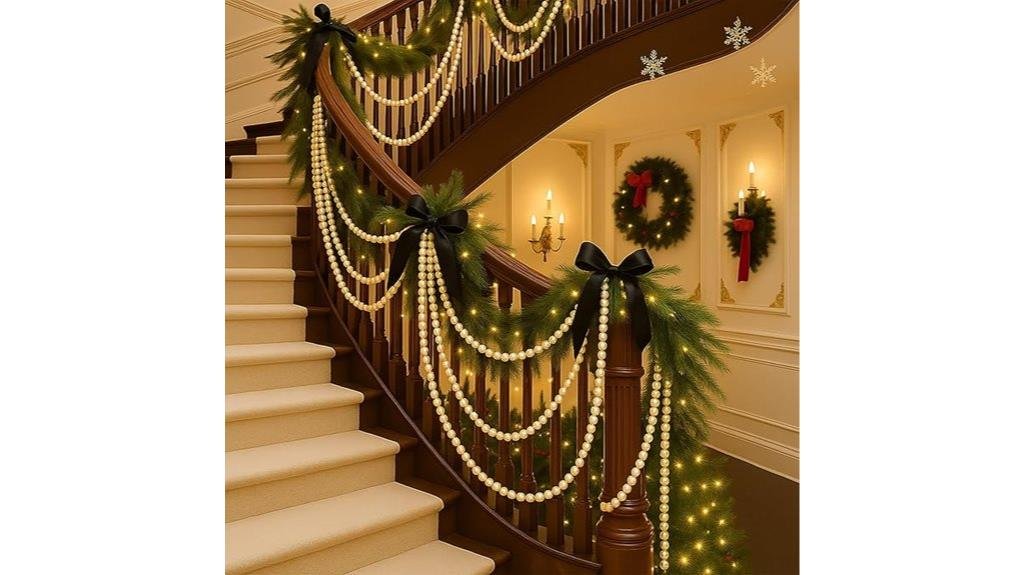 christmas staircase pearl garland