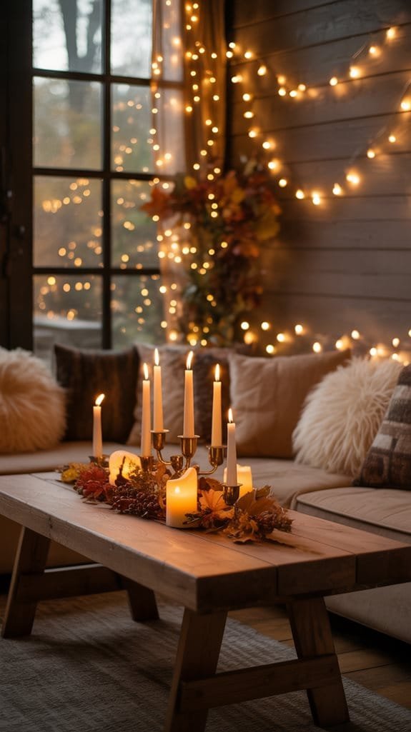 cozy candlelight and string lights