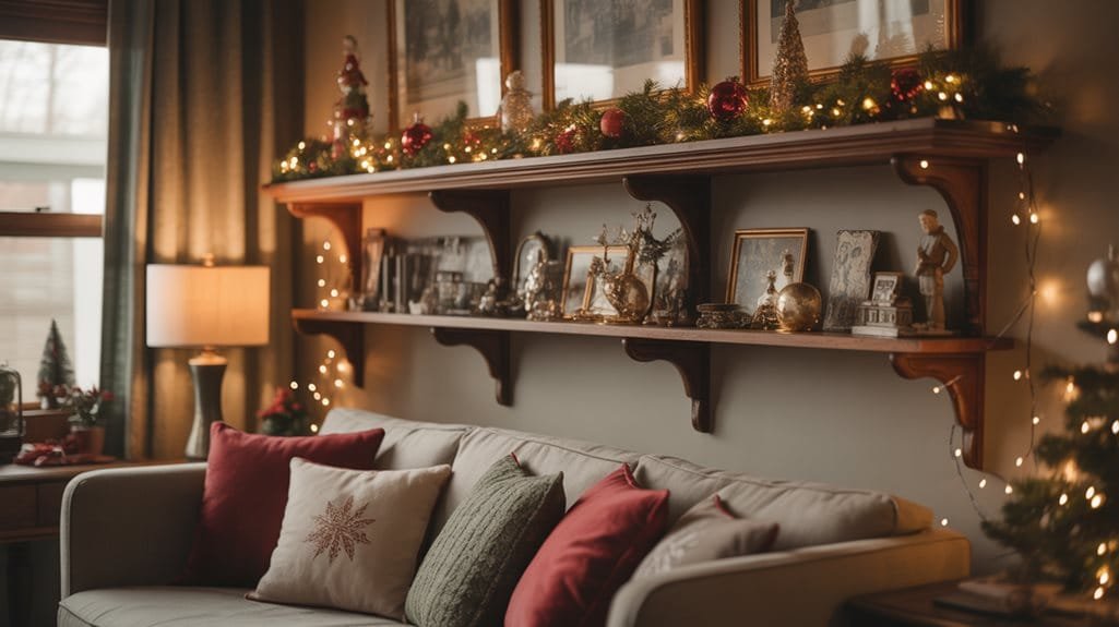 curated holiday shelf displays