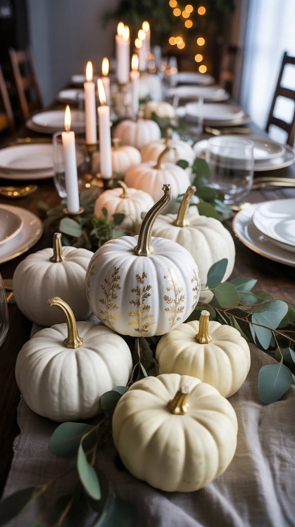 elegant metallic pumpkin arrangements