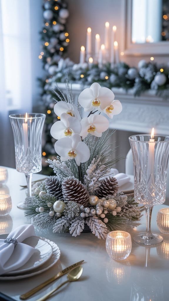 elegant shimmering white centerpieces