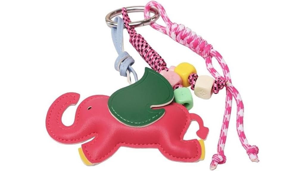 elephant leather keychain charm