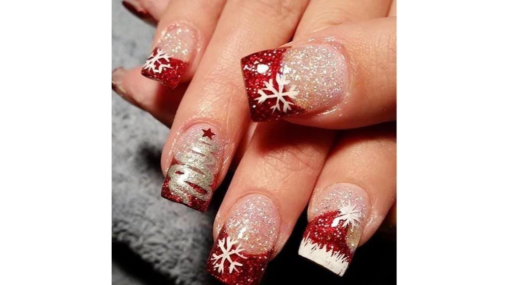 festive red french tips