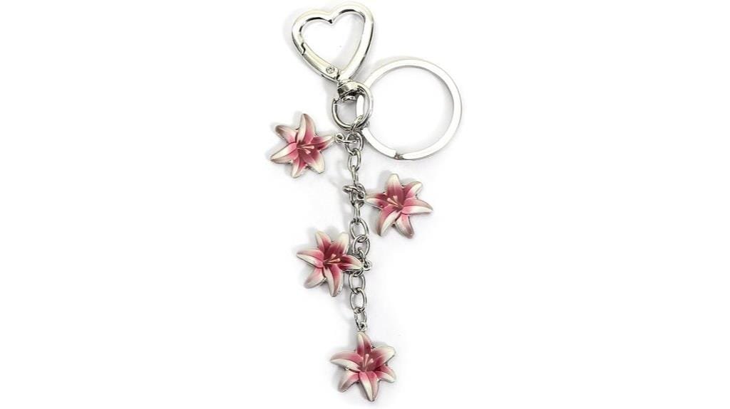 flower heart ring keychains