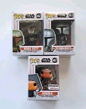 Funko Pop! Star Wars Lot: Boba Fett #462 /The Mandalorian #663 /Ahsoka #467 NIB