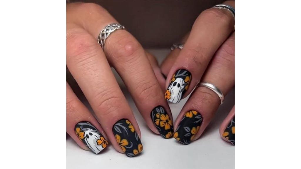 ghost and flower nails