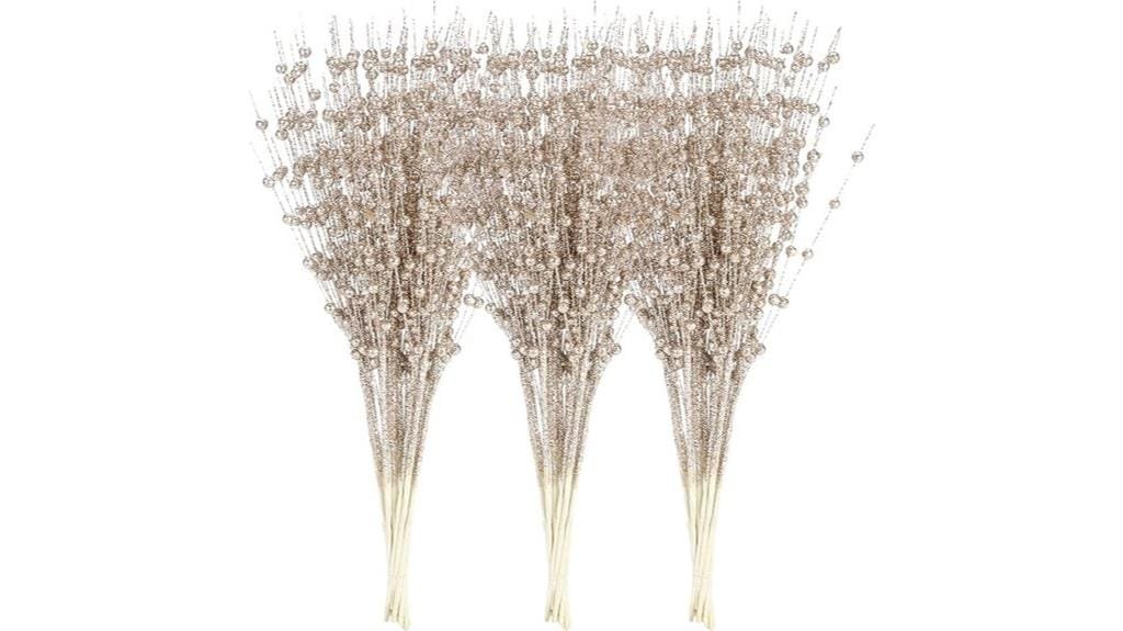 glittery berry stem ornaments