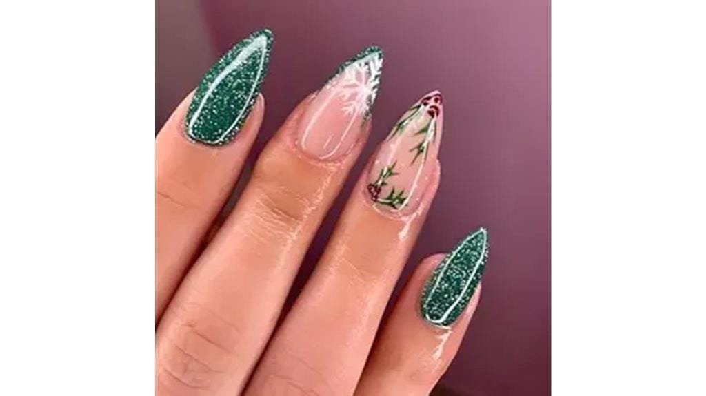 glittery christmas french nails