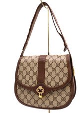 Gucci Vintage Bag Shoulder Bag 2Way Handbag Purse GG Supreme Brown Authentic