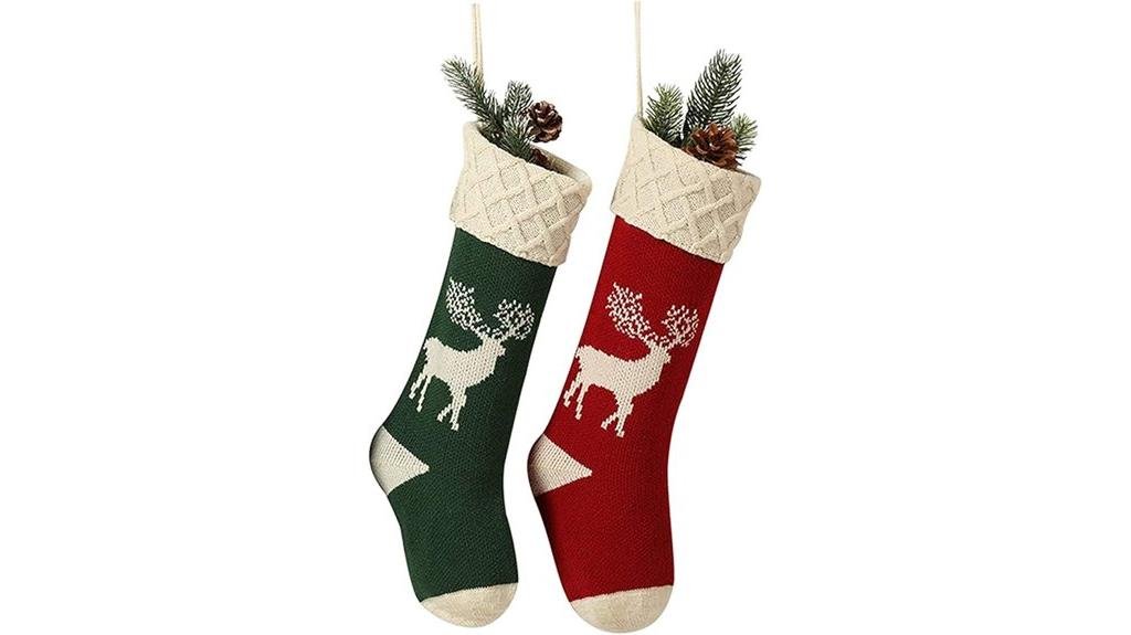 hand knitted christmas stockings set